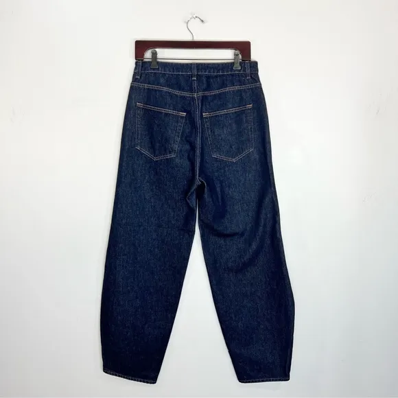NWT TOTEME barrel leg denim raw blue full length high rise jeans 29x 34 *read