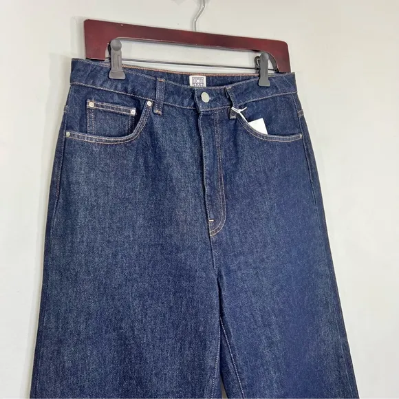 NWT TOTEME barrel leg denim raw blue full length high rise jeans 29x 34 *read
