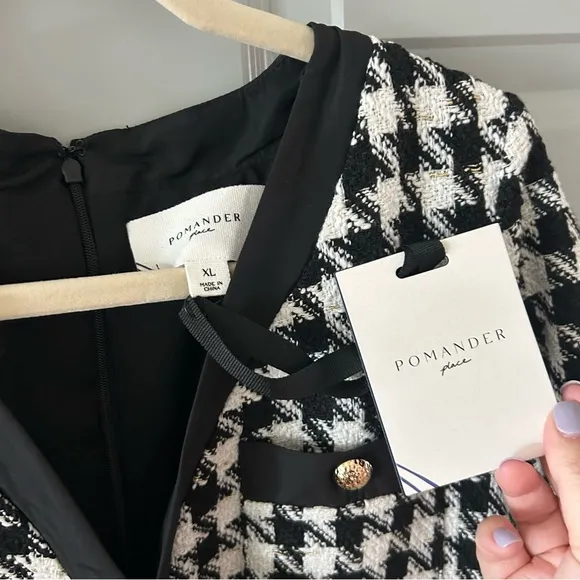 NWT Tuckernuck Coco Tweed Houndstooth Bow Dress