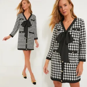 NWT Tuckernuck Coco Tweed Houndstooth Bow Dress