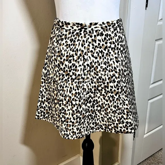 NWT TUCKERNUCK Murphy Leopard  Print A-Line Preppy Mini Skirt Womens Sz XS