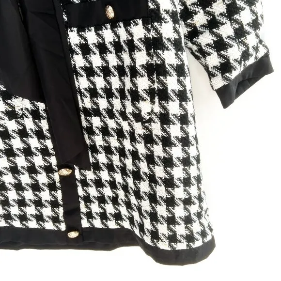 NWT Tuckernuck Pomander Place Coco Tweed Bow Black White Houndstooth Dress L