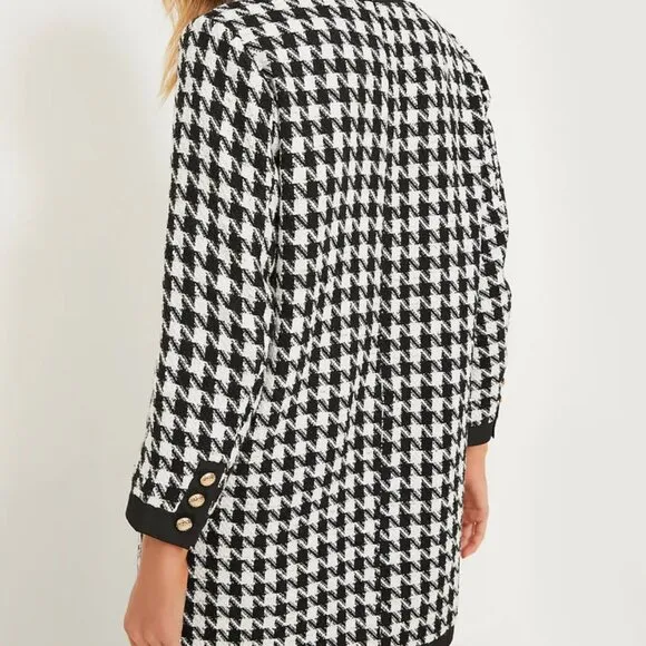 NWT Tuckernuck Pomander Place Coco Tweed Bow Black White Houndstooth Dress L