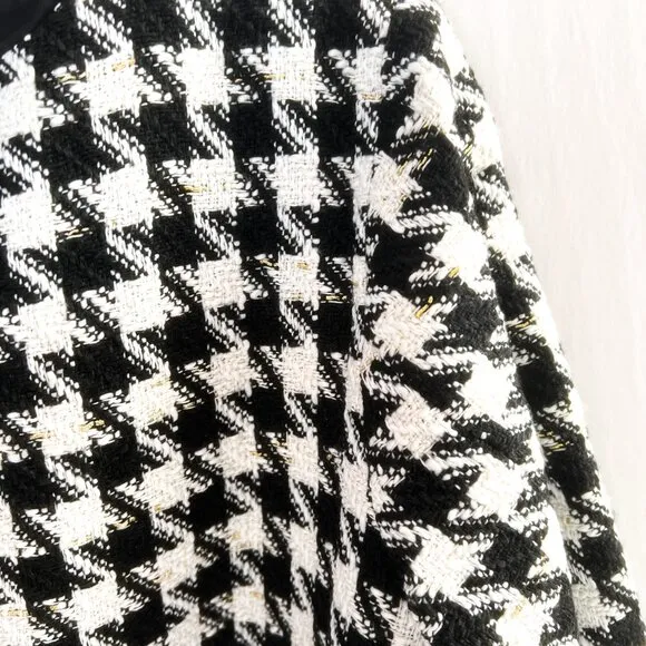 NWT Tuckernuck Pomander Place Coco Tweed Bow Black White Houndstooth Dress L