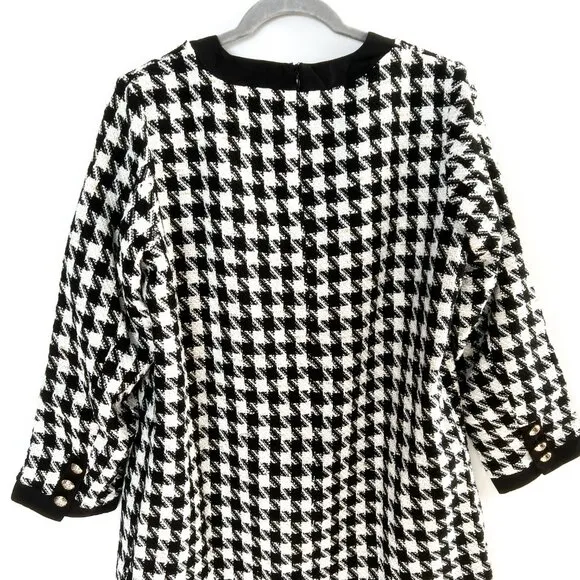 NWT Tuckernuck Pomander Place Coco Tweed Bow Black White Houndstooth Dress L