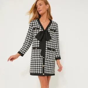 NWT Tuckernuck Pomander Place Coco Tweed Bow Black White Houndstooth Dress L