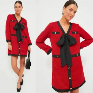 NWT Tuckernuck Pomander Place Red Tweed Coco Bow Dress
