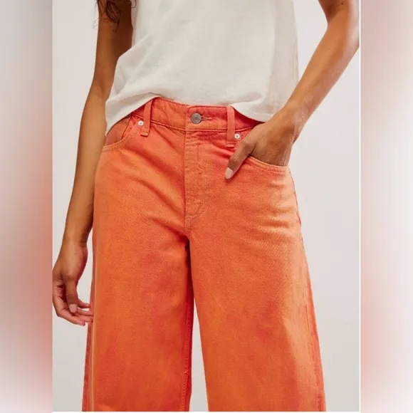 NWT We the Free • Free People Waterfalls Baggy Wide Leg Denim