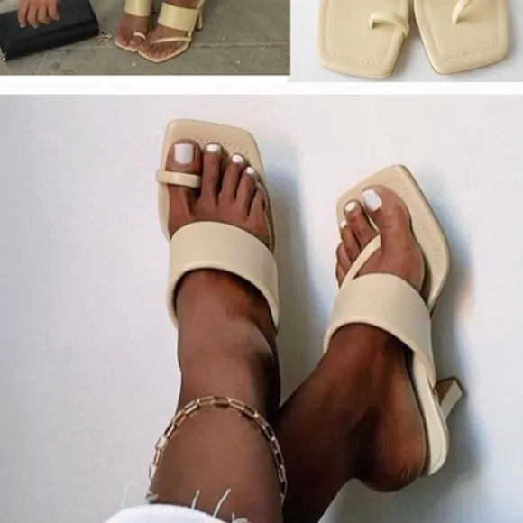 NWT ZARA Heeled Leather Sandals W. Padded Strap 40