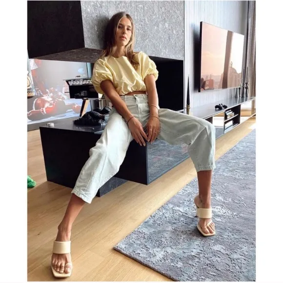 NWT ZARA Heeled Leather Sandals W. Padded Strap 40