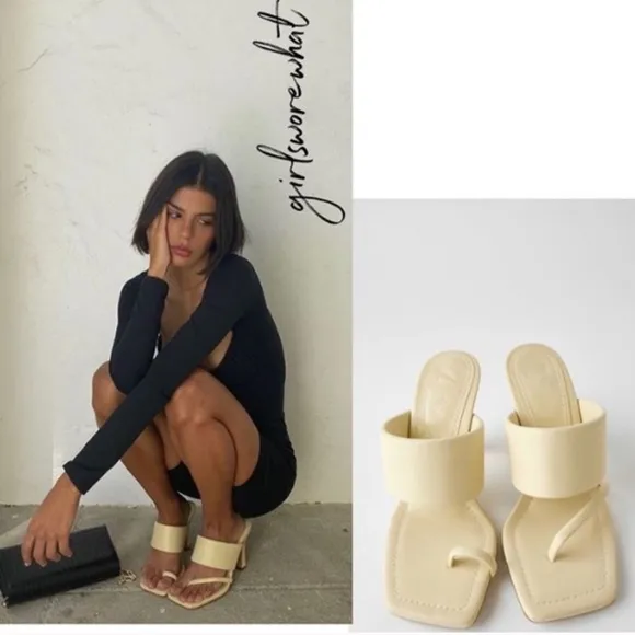 NWT ZARA Heeled Leather Sandals W. Padded Strap 40