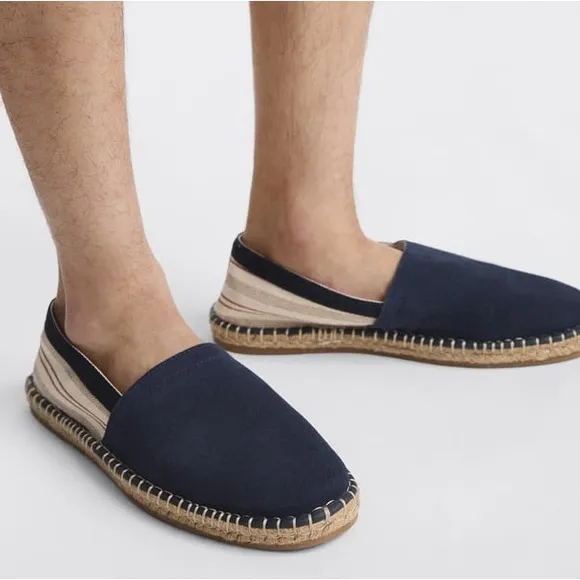 NWT. Zara Man Multicoloured Contrast Split Suede Espadrilles. Size 7, 8.