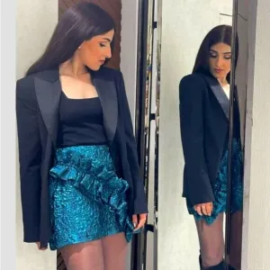 NWT Zara nwt green jacquard skirt