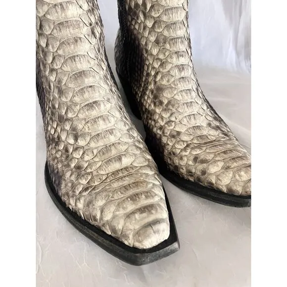 Old Gringo Python Ankle Boots Women’s 8 Leather Pointy Toe Snake Cowboy Western