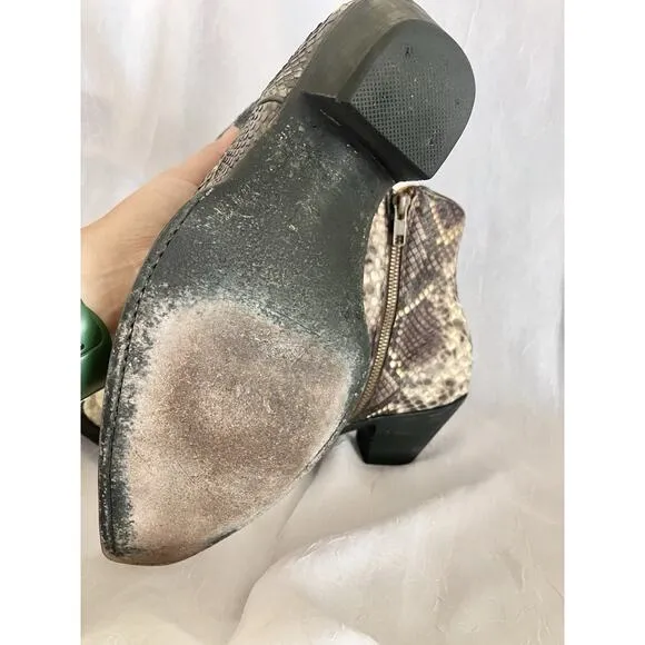 Old Gringo Python Ankle Boots Women’s 8 Leather Pointy Toe Snake Cowboy Western