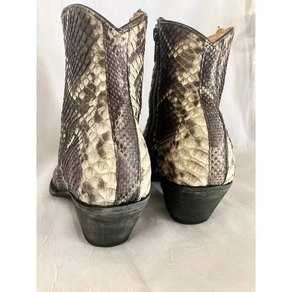 Old Gringo Python Ankle Boots Women’s 8 Leather Pointy Toe Snake Cowboy Western