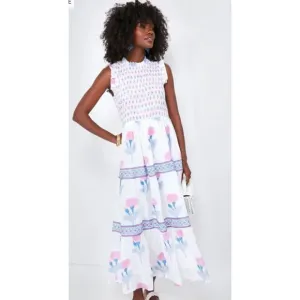 Oliphant Pink Bloom Smocked Maxi