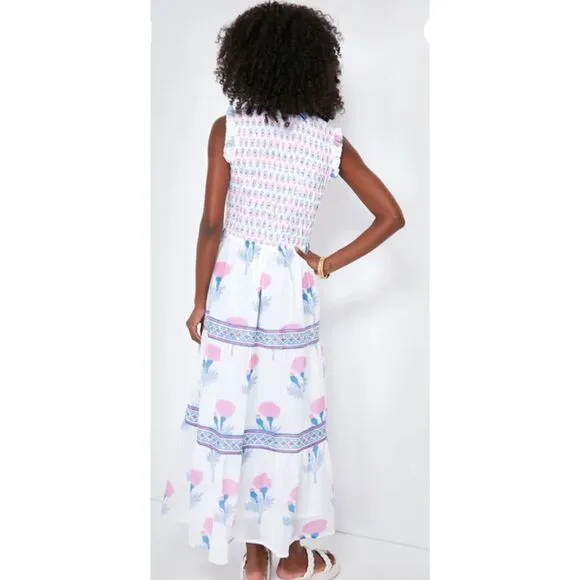 Oliphant Pink Bloom Smocked Maxi