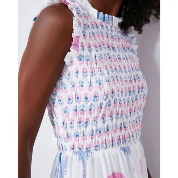 Oliphant Pink Bloom Smocked Maxi