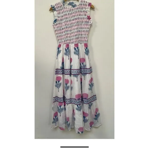 Oliphant Pink Bloom Smocked Maxi