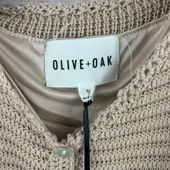 Olive   Oak Tan Knit Midi Dress – Button Front &amp; Tie Straps, NWT, Size M