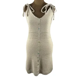 Olive   Oak Tan Knit Midi Dress – Button Front &amp; Tie Straps, NWT, Size M