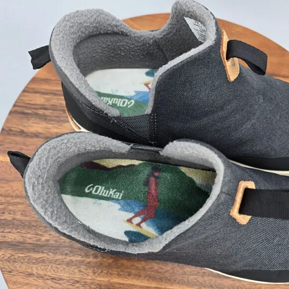 Olukai Lipoa Boots Women's 10 Dark Shadow Blue Gray Fleece Lined Ankle Booties