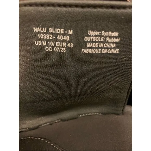 Olukai Men's Nalu Slide Sandals Slip On Adjustable Black Casual Comfort Size 10