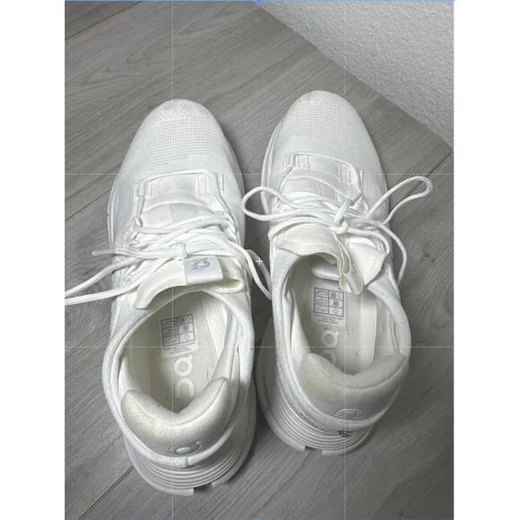 On Running Cloudnova Lace Up Sneaker Women Reflective Gym Cushion Mesh All White
