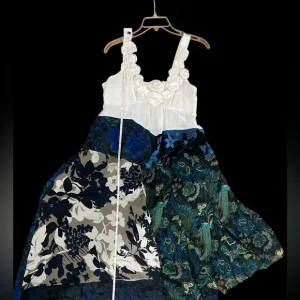 One of a kind reworked Anthropologie F21 floral chiffon yo yo  tunic dress M