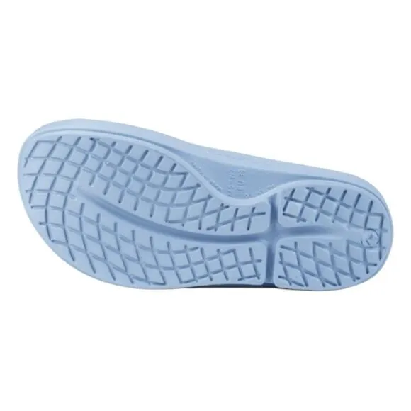 OOFOS OOahh Slide Sandal Neptune Blue Recovery Slip-On Comfort M8/W10