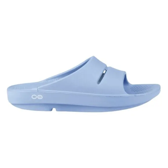 OOFOS OOahh Slide Sandal Neptune Blue Recovery Slip-On Comfort M8/W10