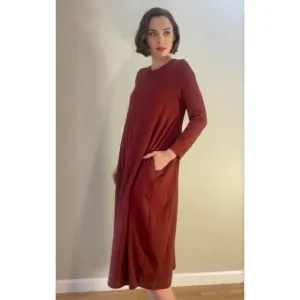 Oska Lagenlook Rust Maxi Dress Minimalist Perfection ~ Sz 2 M/ L