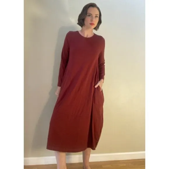 Oska Lagenlook Rust Maxi Dress Minimalist Perfection ~ Sz 2 M/ L