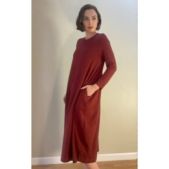 Oska Lagenlook Rust Maxi Dress Minimalist Perfection ~ Sz 2 M/ L