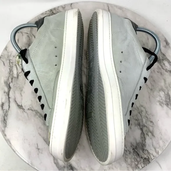 P448 John Black Floral Leather Low Top Sneakers 40/9-10 Casual Preppy Athleisure