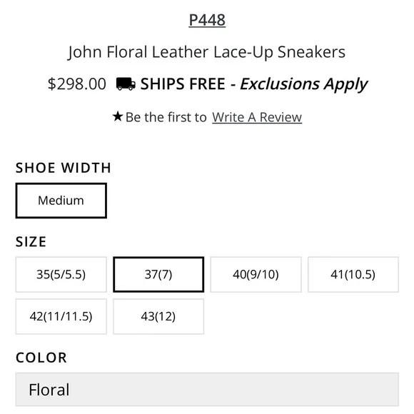 P448 John Black Floral Leather Low Top Sneakers 40/9-10 Casual Preppy Athleisure