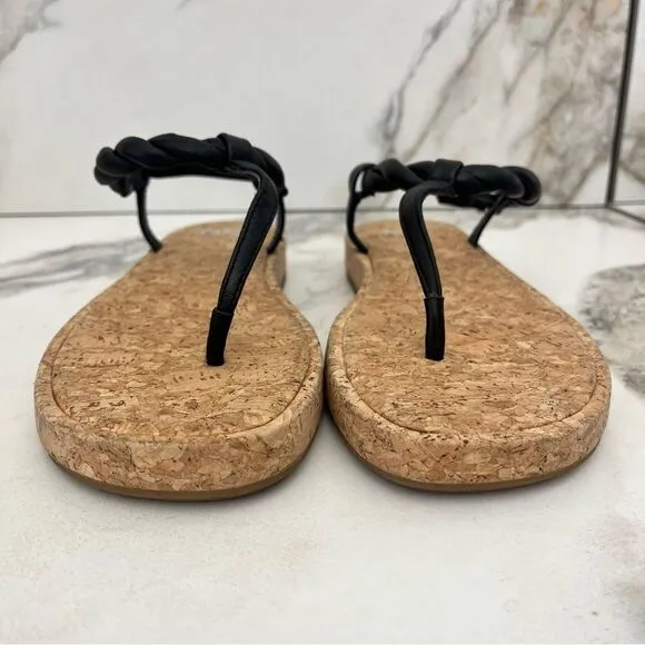 PAIGE Dawn T Strap Slingback Sandals in Black Leather Size 8.5
