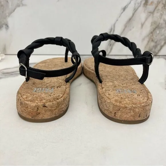 PAIGE Dawn T Strap Slingback Sandals in Black Leather Size 8.5