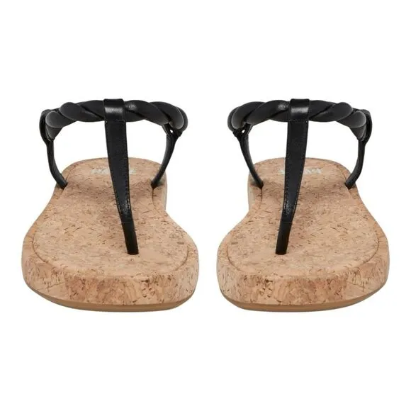 PAIGE Dawn T Strap Slingback Sandals in Black Leather Size 8.5