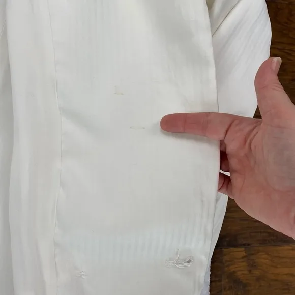 Paige Rosette Double Breasted White Pinstripe Power Blazer