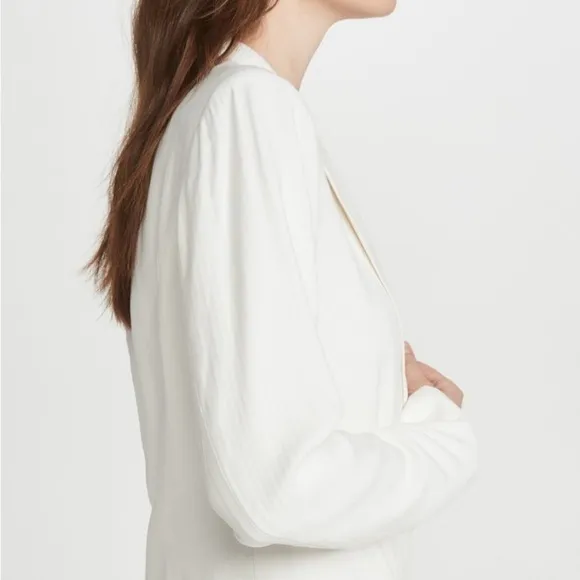 Paige Rosette Double Breasted White Pinstripe Power Blazer