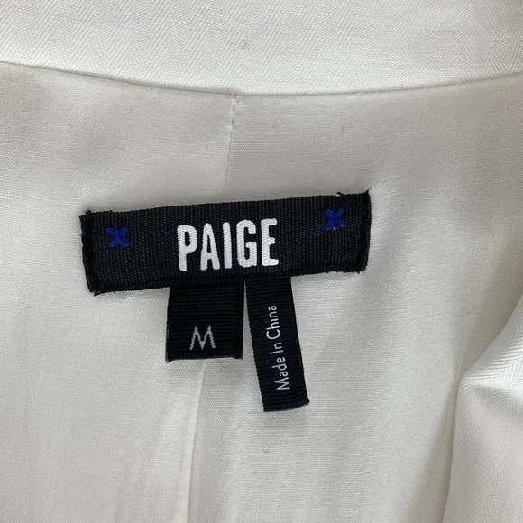 Paige Rosette Double Breasted White Pinstripe Power Blazer