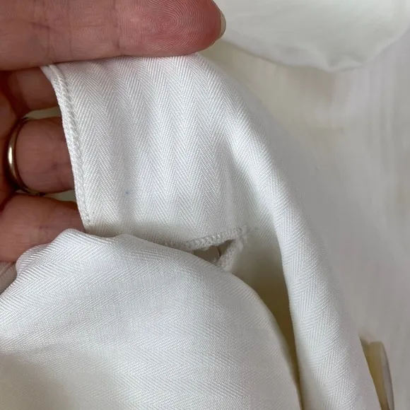 Paige Rosette Double Breasted White Pinstripe Power Blazer
