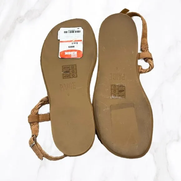 PAIGE Women's Toffee‎ Drew Braided Thong Sandals, Size 6