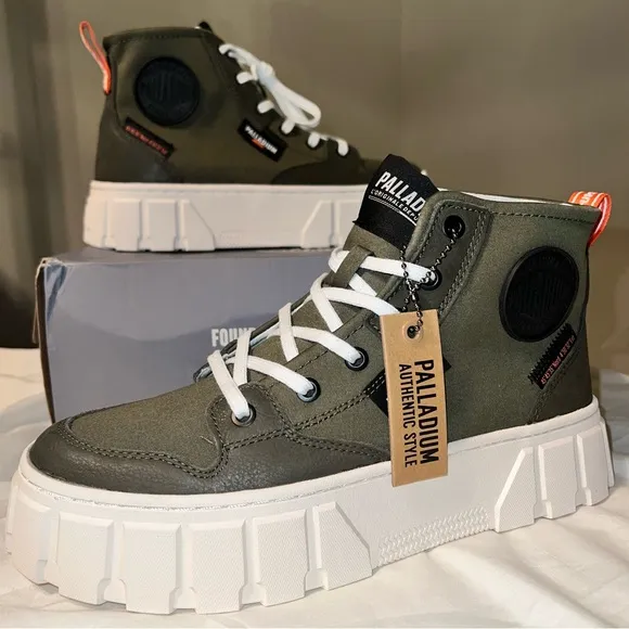 Palladium Pallatower High Olive Green High-Top Sneakers