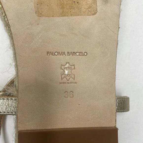 Paloma Barcelo Leather Strap Woven Ankle Strap Womens Sandals Size 36