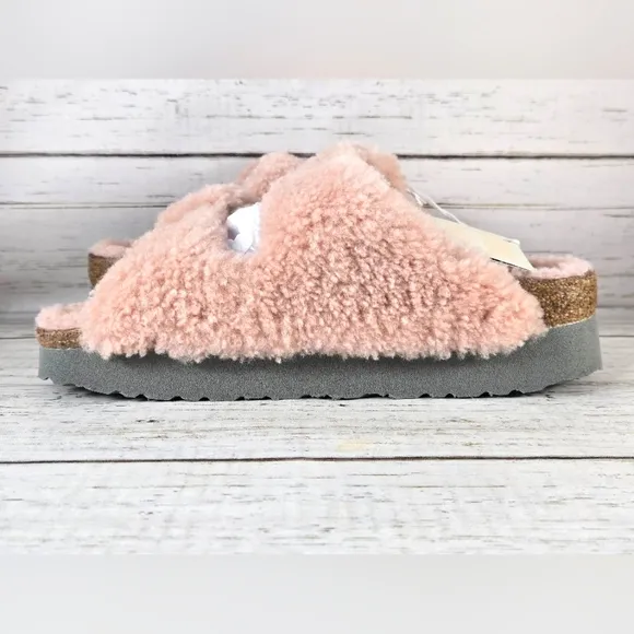 Papillio Birkenstock Arizona Big Buckle Teddy Shearling Sandals EU 37 6-6.5