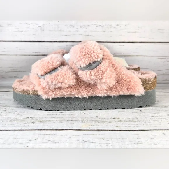Papillio Birkenstock Arizona Big Buckle Teddy Shearling Sandals EU 37 6-6.5