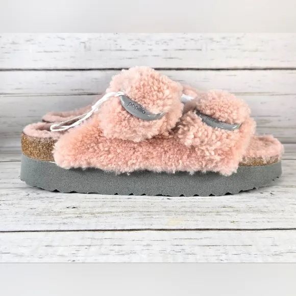 Papillio Birkenstock Arizona Big Buckle Teddy Shearling Sandals EU 37 6-6.5